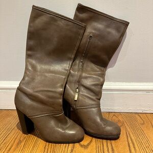 Elizabeth & James Heeled Slouchy Knee High Boots in Taupe